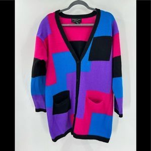 August Silk Color Block Sweater Sz L